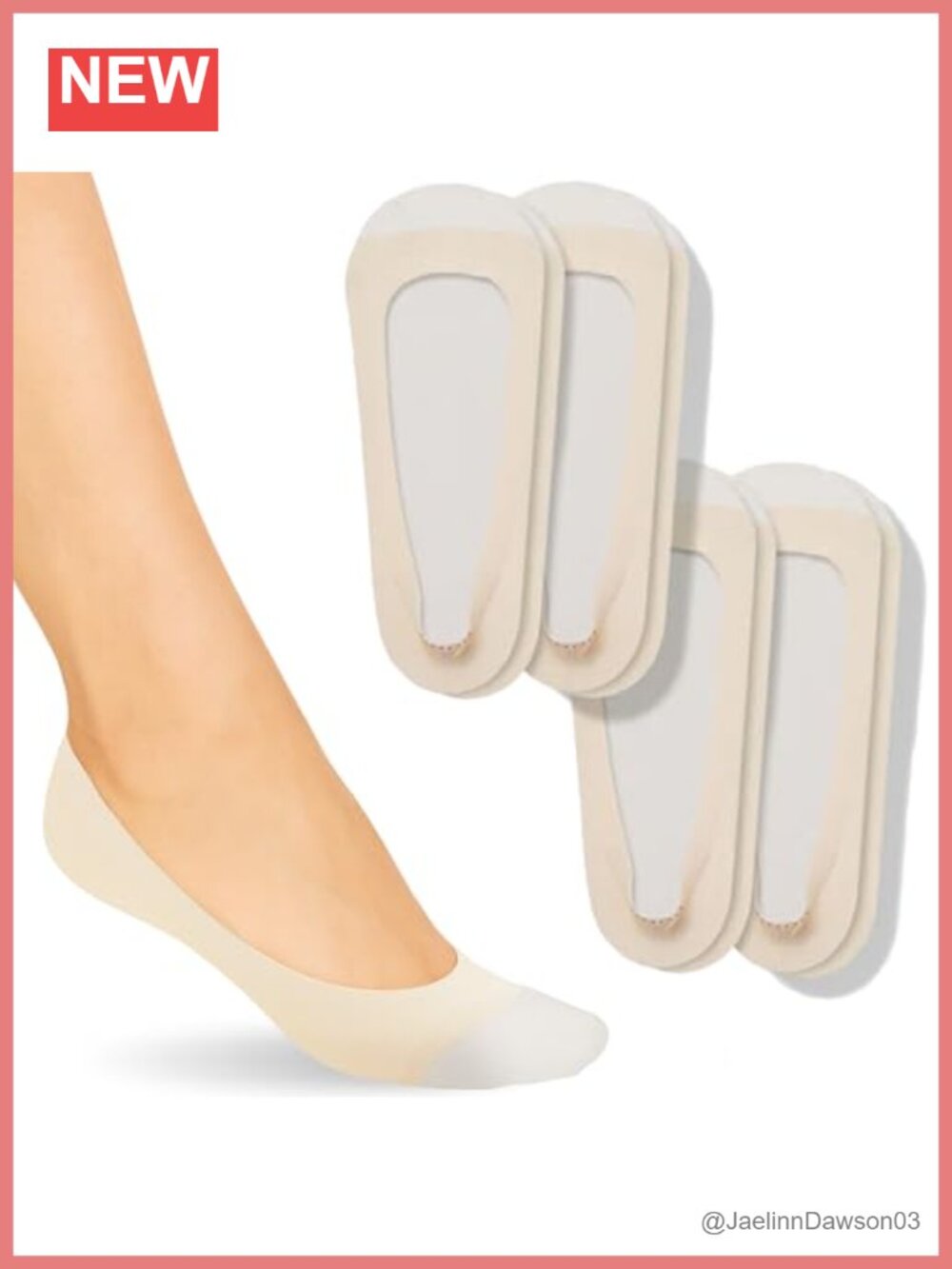 4-Pack No-Show Socks with Silicone Grip, Low-Cut for Flats & Sneakers